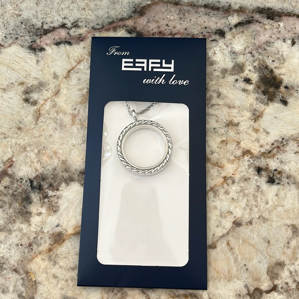 Effy Locket Pendant Sparkly Silver Tone Charm Necklace